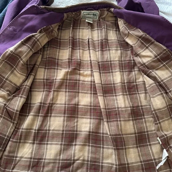 LL Bean Purple Canvas Flannel Corduroy Collar Barn Adirondack Jacket L Reg - Picture 6 of 7